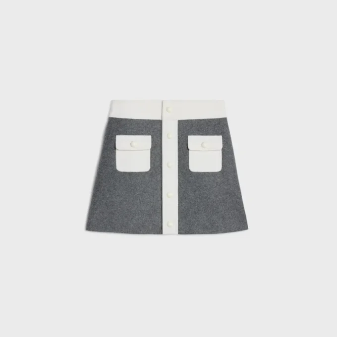 Yün Kumaştan Trapeze Mini Etek