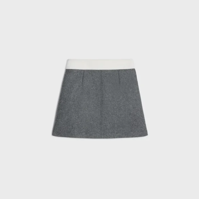 Yün Kumaştan Trapeze Mini Etek